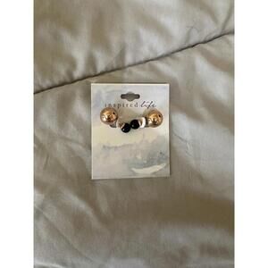 Inspired Life Black & Gold Women's Earrings NEW